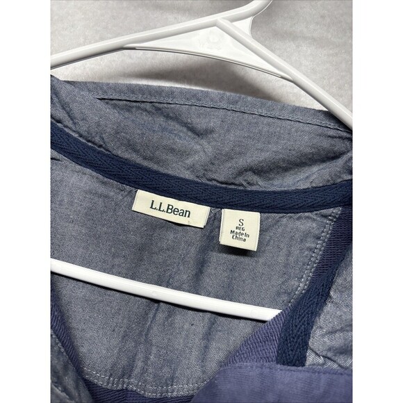 LL BEAN Soft Cotton Rugby Striped Henley Sweater 501241 Women’s Small Gray - Picture 2 of 4